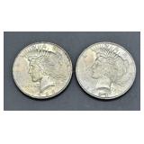 Two 1923 US Peace Dollars