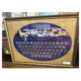 Framed US Quarter Dollar Collection incl 56 quarte