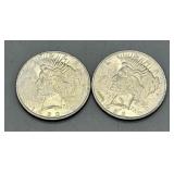 Two 1923 US Peace Dollars
