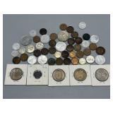 Fifty Foreign & US Coins incl Poland, Canadian, US