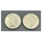 Two 1923 US Peace Dollars