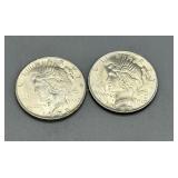 Two 1923 US Peace Dollars