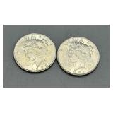 Two 1923 US Peace Dollars