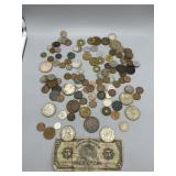 Foreign Coins/Tokens and $5 Mexican Currency incl