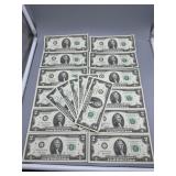 2017-A US $2 Consecutive dollars on and off incl 1
