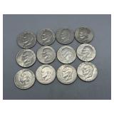 Twelve US Eisenhower Dollars incl (5) 1971, 1971-D