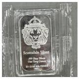 Scottsdale Silver Bar 1 troy oz fine silver slabbe
