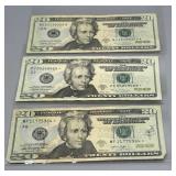Three US $20 Federal Reserve Notes: (2) STAR notes