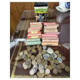Tin Can Pocket Change incl 1964 & 1966 Kennedy Hal