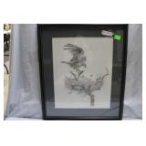 Jim Wilson framed print of eagles on nest