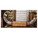 Philippines carved ox horns 34' W