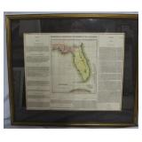 1800s Florida map framed 25' x 28.5'