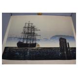 Two unframed prints: Keane 1962 'The First Grail'