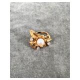 14kt pearl & diamond ring - 8gtw