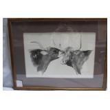 Bulls framed artist proof signed lower right Neils
