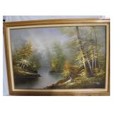 Misty creek framed acrylic on canvas 29.5' x 41.5'