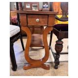 Single drawer side table with lyre legs