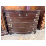 Mahogany five drawer bow front dresser 72' x 22' x