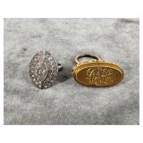 Sterling ring & 'CK' monogrammed charm
