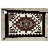 Hand woven brown Native American throw 36' x 24'