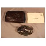 Freedom Arms mini .22LR revolver on belt buckle,
