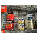 Shelf lot of assorted paints and coatings