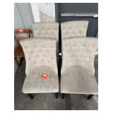 Five Linen button-tuck chairs incl one arm chair &