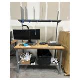Metal work table 3' x 5' w/ upper divider storage