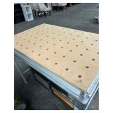 Mobile wood extension table w/ alum frame