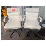 2x$ - White leather rolling office chairs