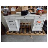 White 8 drawer office desk