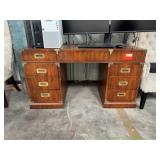 8-Drawer desk w/ brass hardware & locking center d