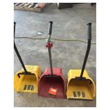 Three handled dust pans