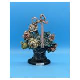CAST METAL FLORAL BASKET DOORSTOP 10.5"