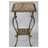 ORNATE BRASS.& ONYX LAMP TABLE, 30 1/2" H, 14