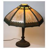 SLAG GLASS PANEL LAMP, CARMEL SLAG PANELS, 21" H,