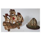 2 CAST IRON SHIP DOOR STOPS, SPANISH GALLEON 11"
