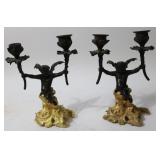 PAIR CHERUBIM "DEVIL" 2 SOCKLE CANDLE HOLDERS,