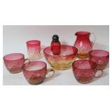 8 PCS. 19TH & 20TH C. GLASS, RUBY SHAKER 3 1/2"