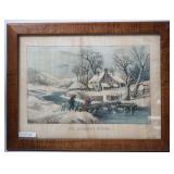 CURRIER & IVES HAND PAINTED LITHOGRAPH " THE