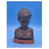 ITALIAN BRONZE BUST OF YOUNG BOY 8" ON MARBLE