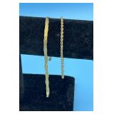 TWO 14KT BRACELETS BRAIDED 7" MISSING CLASP - 4.8