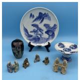 CHINESE FLO BLUE 9.5" CHARGER , CHINESE 3.25"