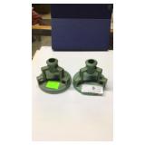 Pair 1932 Weller pottery candle holders