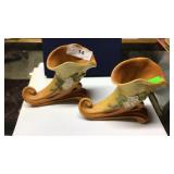 Pair Weller cornicopias  w/ dogwood flowers