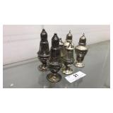 Six sterling silver salt& pepper shakers
