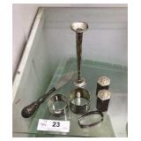 7 pcs. Sterling silver,1 knife, 3 napkin rings, 2