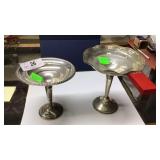 Pair sterling silver compotes