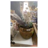 Double Handled Basket, Aztec Style Pattered Vase
