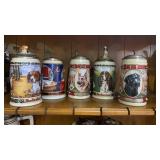 x5 Budweiser Dog Steins